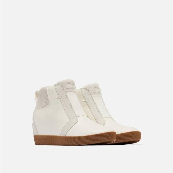 NIB Sorel Out N About Pull On Leather Wedge Sneaker Bootie 9 Sea Salt/Gum 2 - Picture 11 of 11